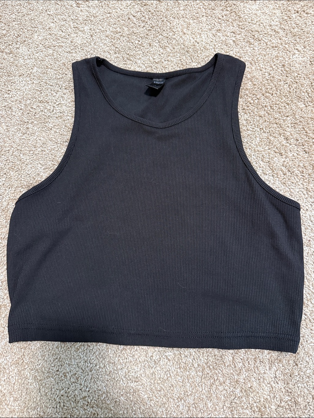 Black Ribbed Crop Tank Top